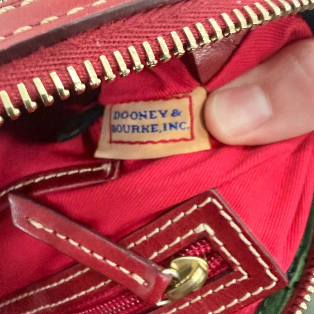 Dooney & Bourke Signature Monogram Canvas Satchel Burgundy Leather Trim 33906721